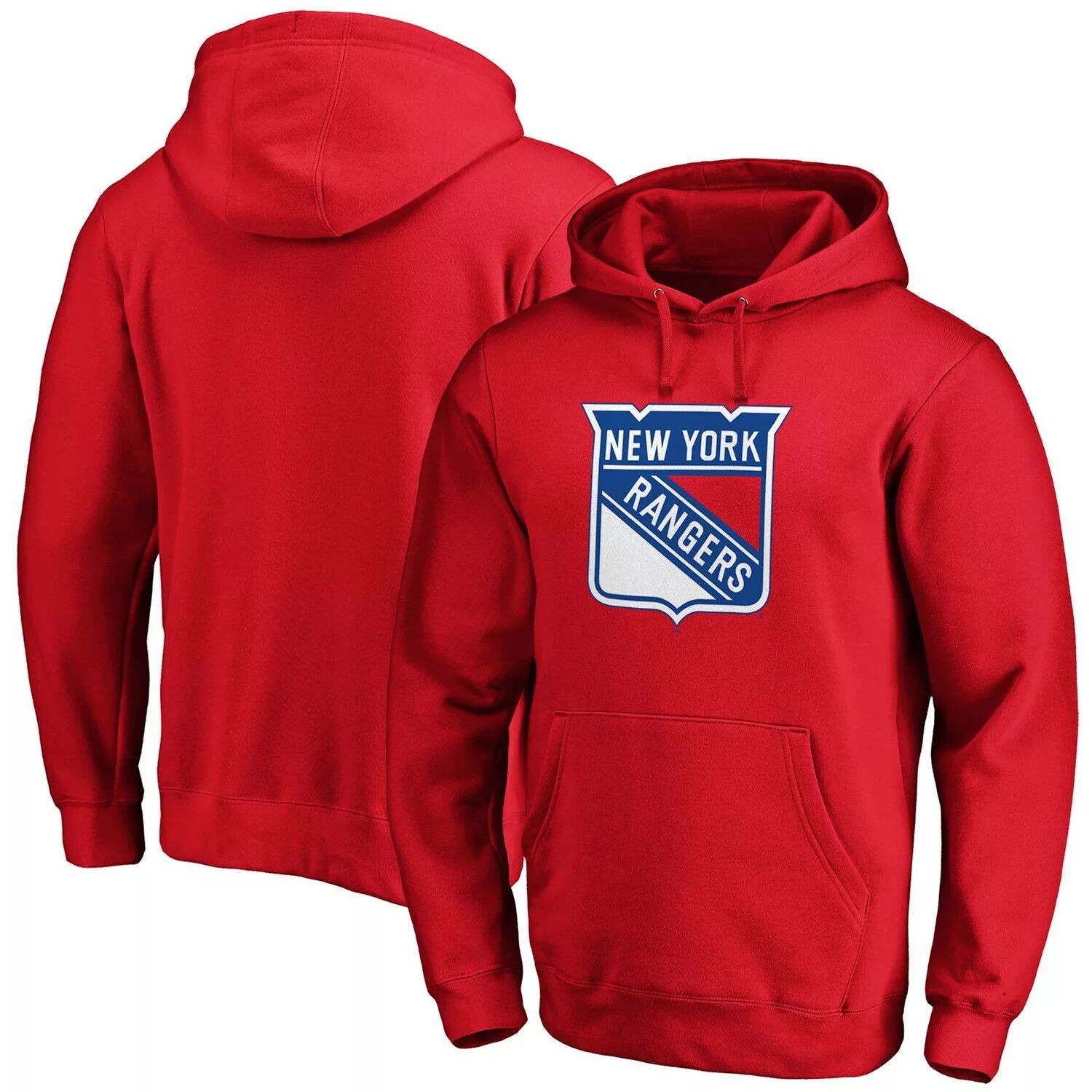 

Мужской красный пуловер с логотипом New York Rangers с капюшоном Fanatics