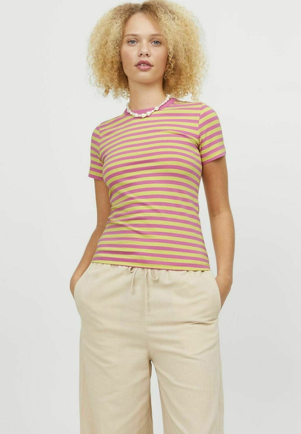 

Футболка с принтом JXGIGI STR SS STRIPE TEE JRS SN JJXX, розовый