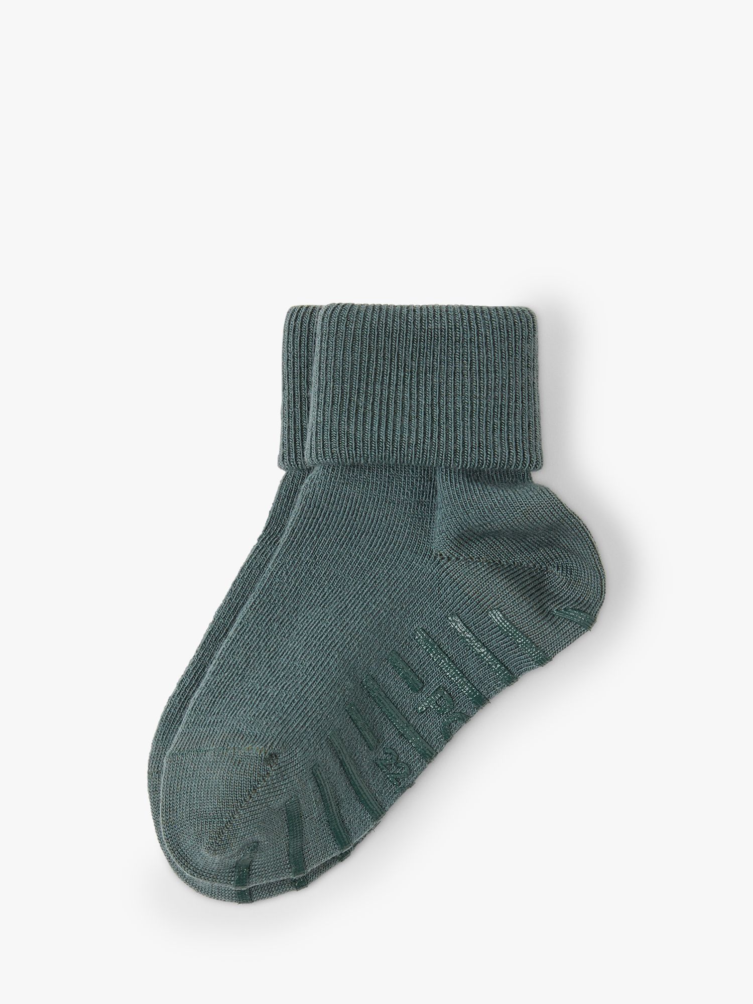 Детские носки-тапочки из смеси мериноса Polarn O. Pyret, зеленый