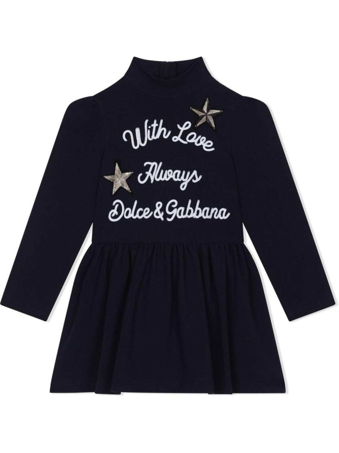 

Dolce & Gabbana Kids платье с длинными рукавами и вышитой надписью, черный