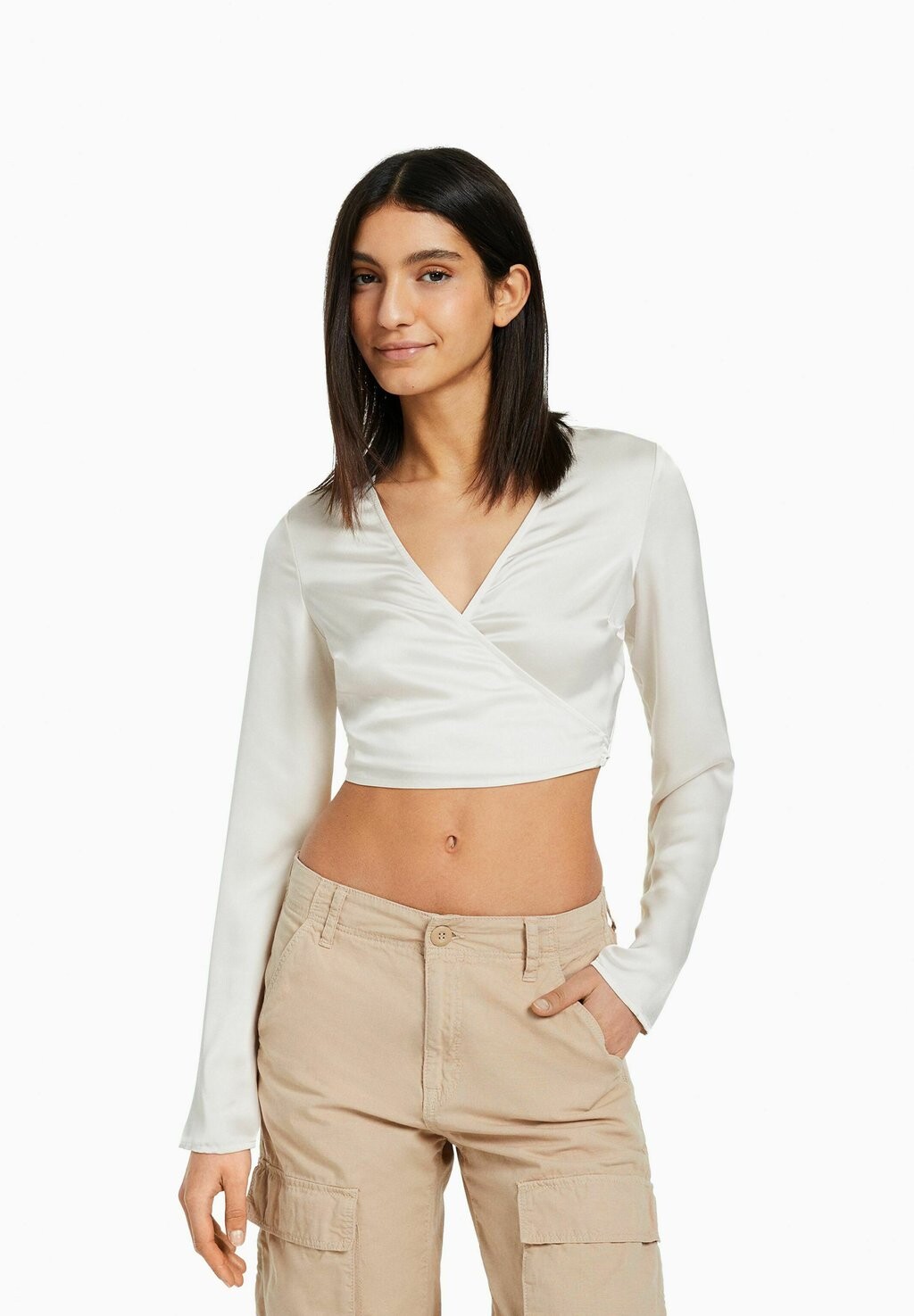 

Блузка Bershka, бежевый