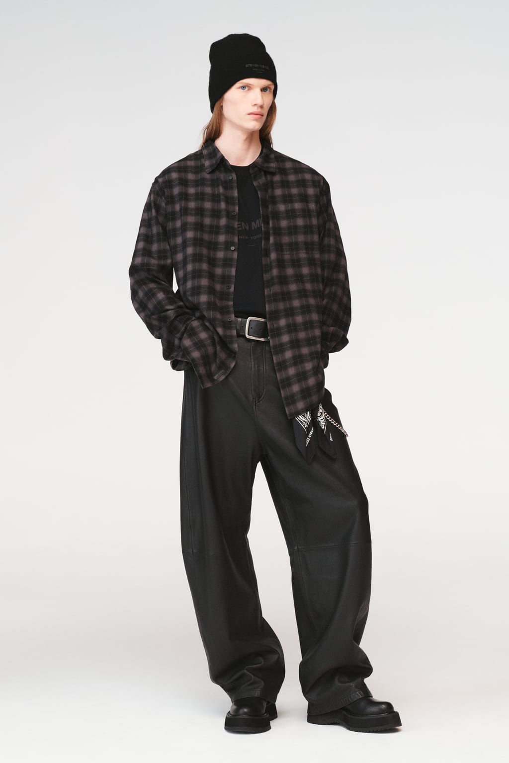 

Кожаные ботинки Steven Meisel на шнуровке ZARA, черный