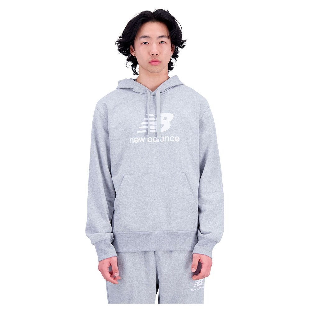 

Худи New Balance Essentials Stacked Logo French Terry, серый