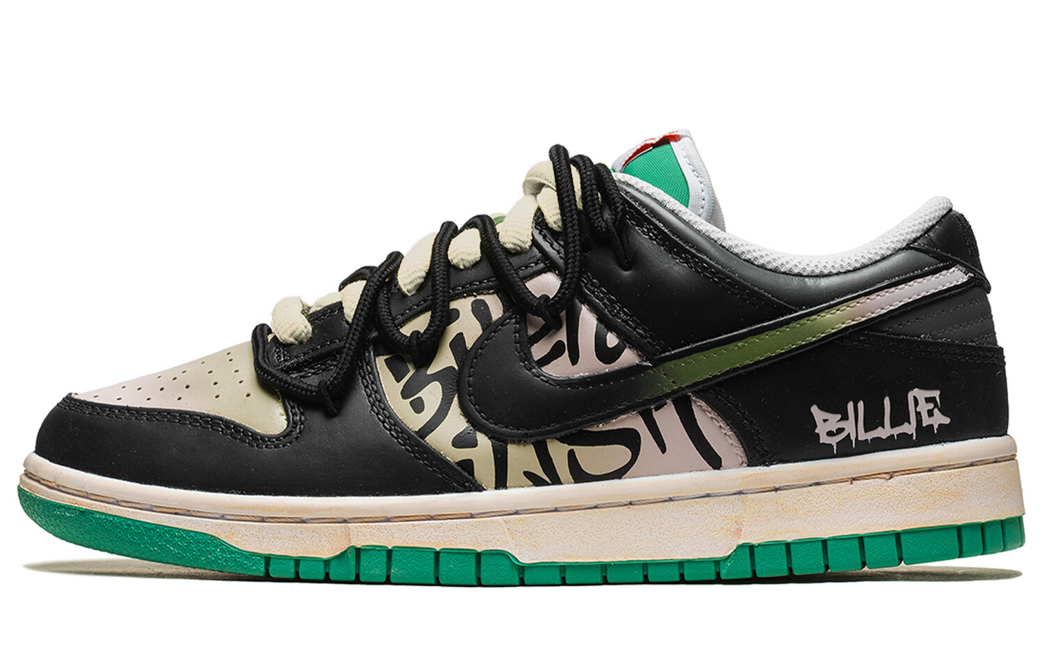 

Кроссовки Nike Dunk Skateboarding Shoes Women's Low-top Black/green, черный
