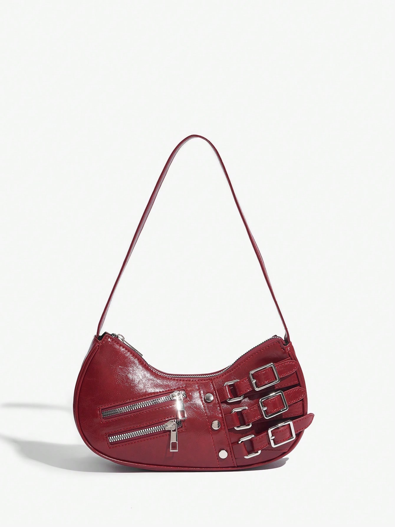 SHEIN ICON Street Style, бургундия shein icon женская модная винтажная красная сумка через плечо с заклепками многоцветный