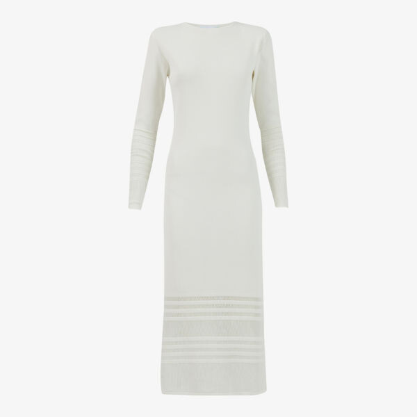 

Трикотажное платье макси узкого кроя с мягкими плечами Leem, белый