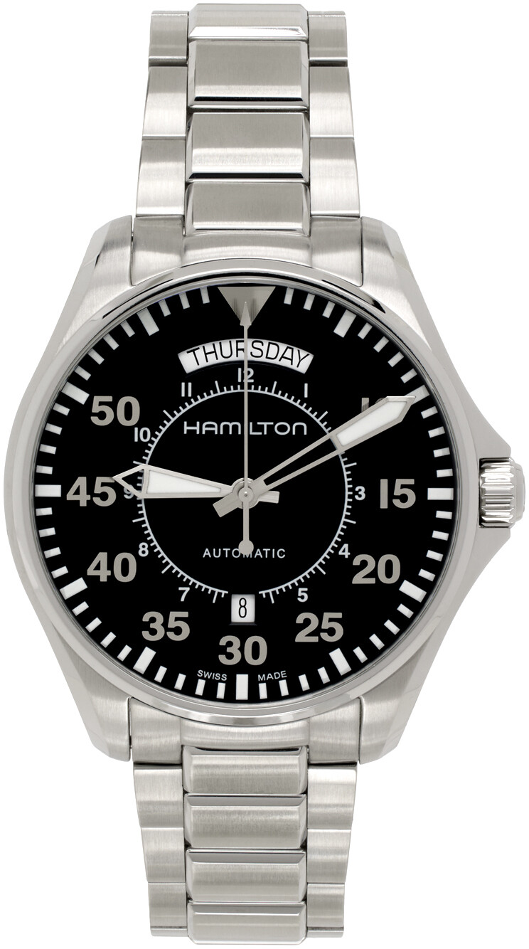 

Серебряные автоматические часы Pilot Day Date Hamilton