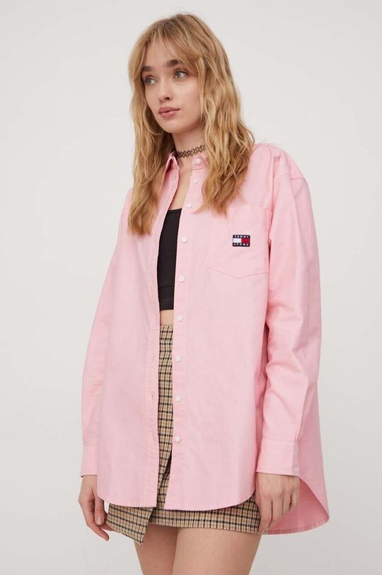 

Хлопчатобумажную рубашку Tommy Jeans, розовый