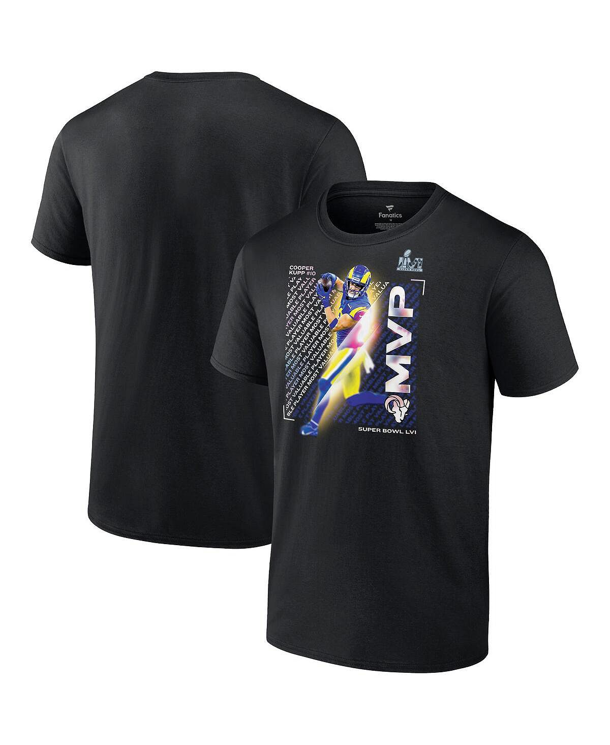 Мужская черная футболка с логотипом Cooper Kupp Los Angeles Rams Super Bowl LVI Champions MVP Fanatics