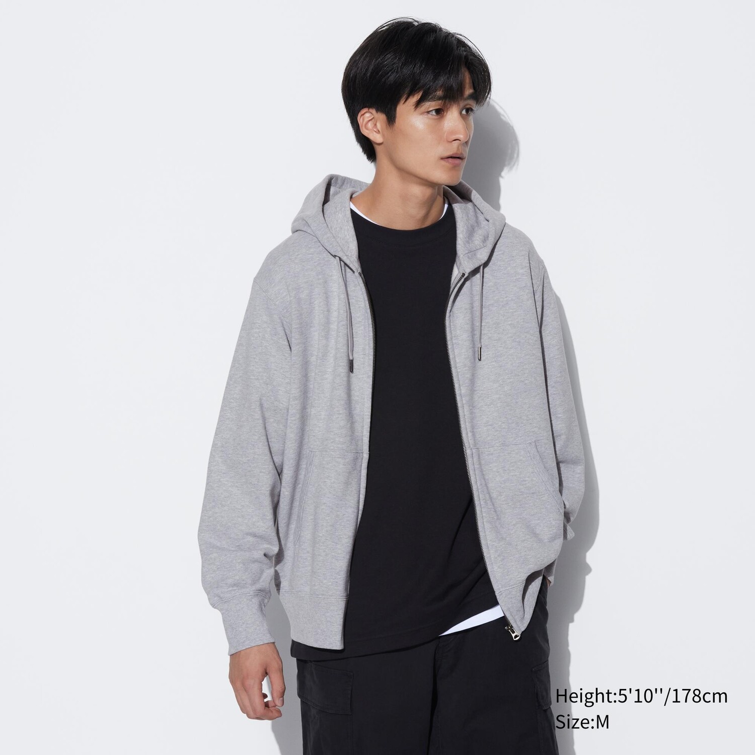 

Толстовка с толстовкой на молнии UNIQLO, серый