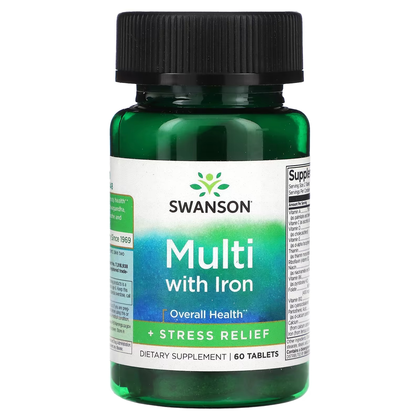 Пищевая добавка Swanson Multi с железом и снятие стресса, 60 таблеток