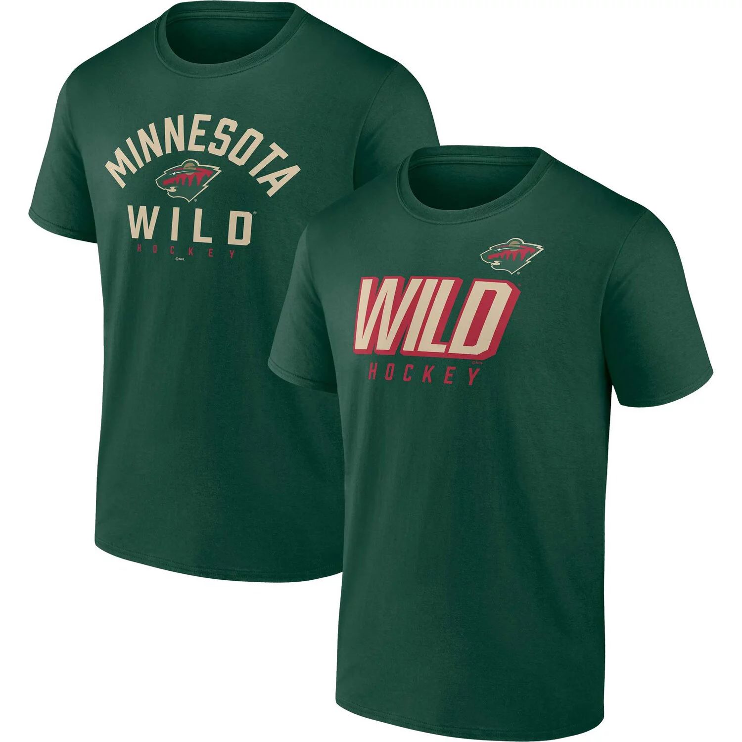 Комплект из двух мужских зеленых футболок с фирменным логотипом Minnesota Wild Wordmark Fanatics