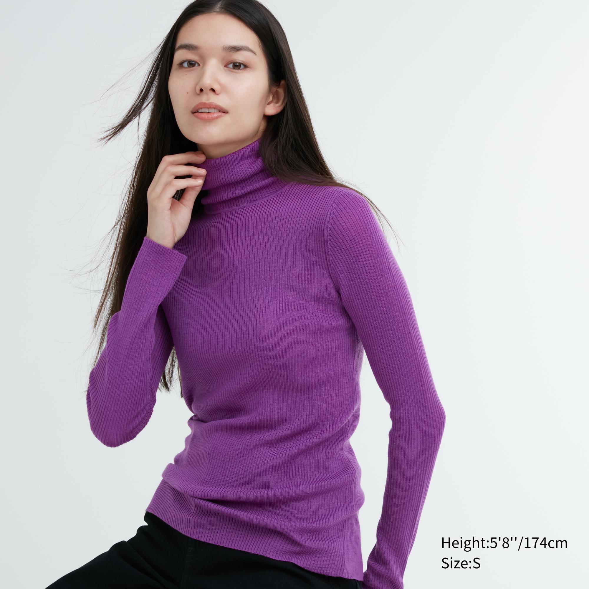 

Водолазка Uniqlo женская из шерсти мериноса, фиолетовый