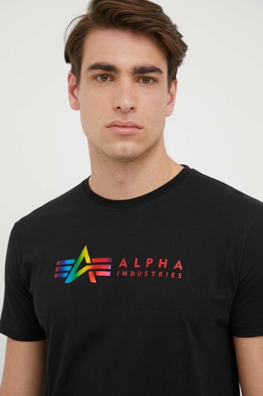 

Хлопковая футболка Alpha Industries, черный