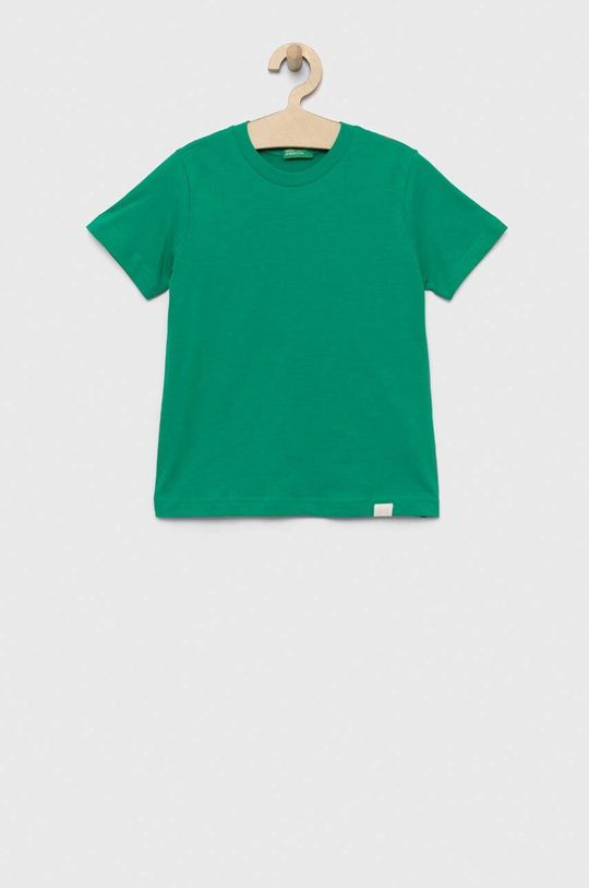 Детская хлопковая футболка United Colors of Benetton, зеленый