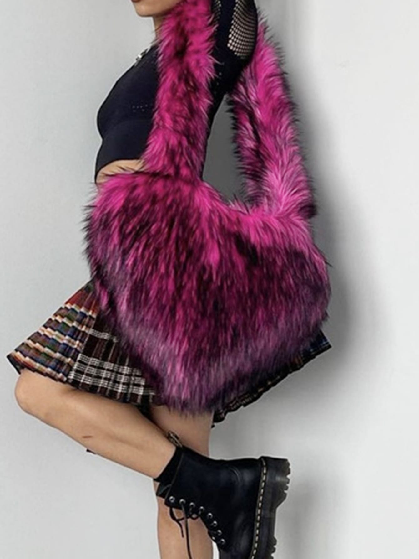 1 шт. плюшевая сумка большой емкости, ярко-розовый цена и фото