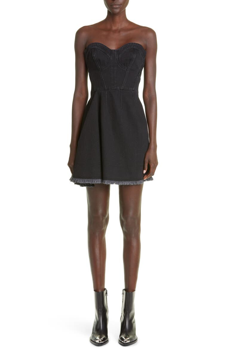 

Джинсовое мини-платье без рукавов ALEXANDER MCQUEEN, черный