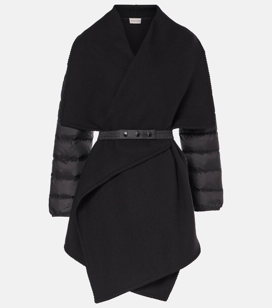 

Пальто из шерстяной смеси с пуховыми вставками Moncler, черный