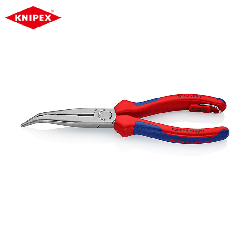 Острогубцы KNIPEX с ножницами, двухцветная ручка 200 мм, полированная, с кольцом против падения, плоскогубцы с крановым наконечником, острогубцы 26 22 200 T