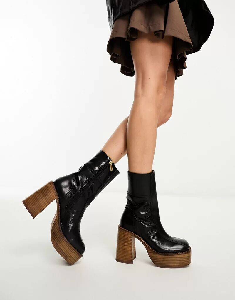 

Черные кожаные ботинки на платформе ASOS Romeo