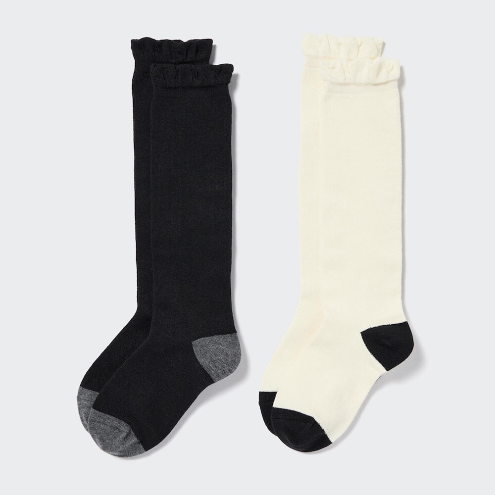 

Носки Uniqlo Girls Heattech High Socks теплые 2 пары, черный