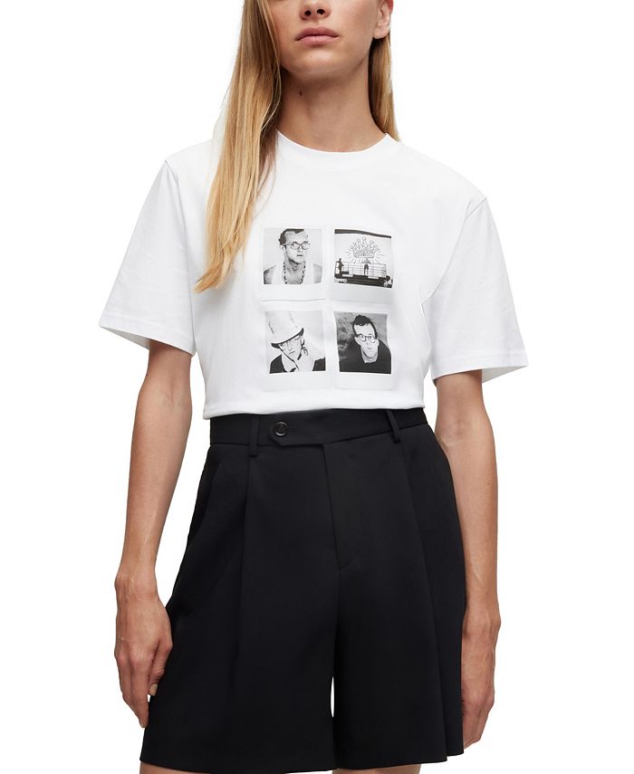 цена Гендерно-нейтральная футболка с фотографией BOSS X Keith Haring Hugo Boss, белый