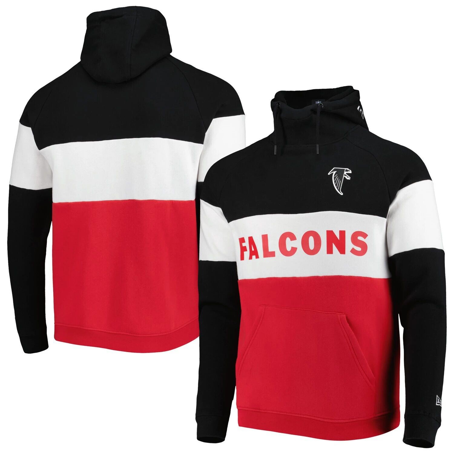 

Мужской красный пуловер с капюшоном Atlanta Falcons Colorblock New Era