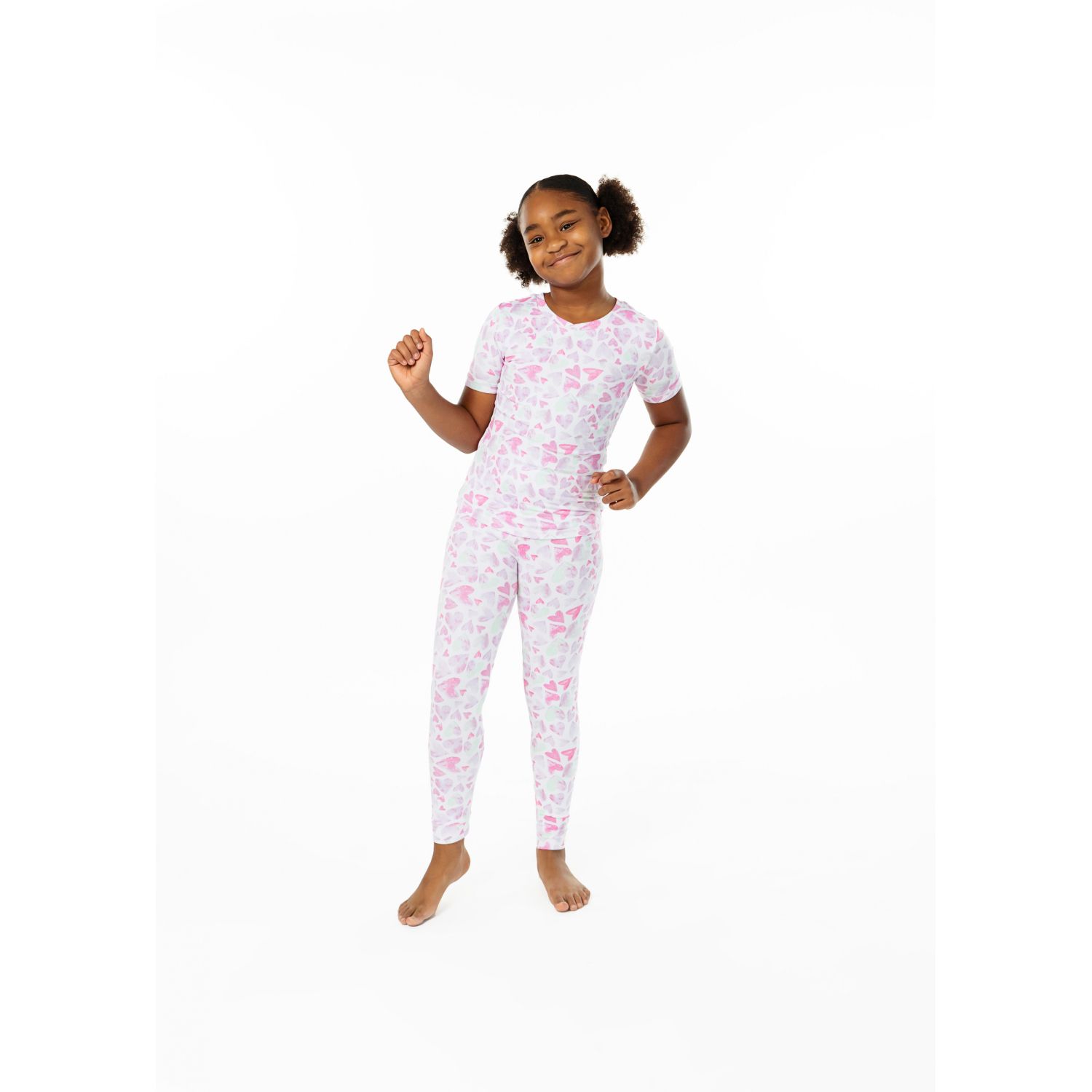 цена Плотно прилегающий пижамный комплект Sleep On It для девочек с акварельными сердечками из 2 предметов Sleep on it