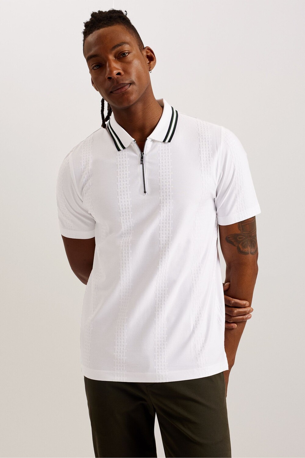 

Футболка поло Orbite Slim fit с короткими рукавами из жаккарда Ted Baker, белый