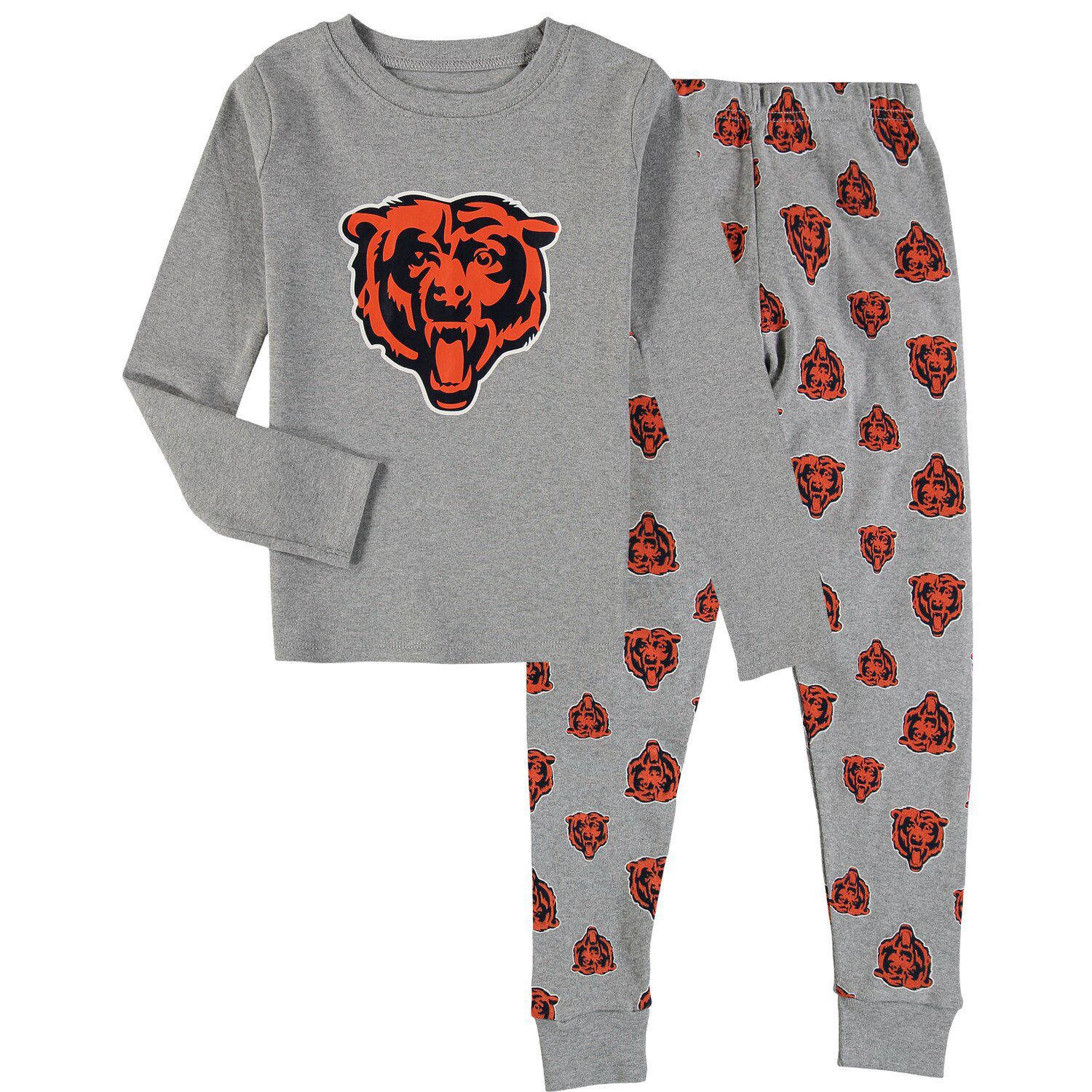 Серый комплект для сна с футболкой и брюками с длинными рукавами и брюками Chicago Bears для дошкольников Outerstuff