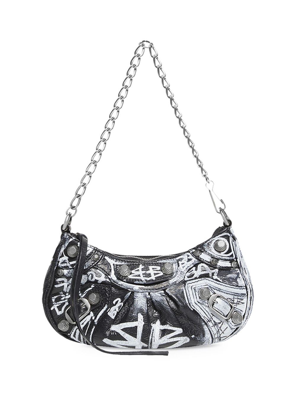 

Мини-сумка Le Cagole с граффити на цепочке Balenciaga, черный