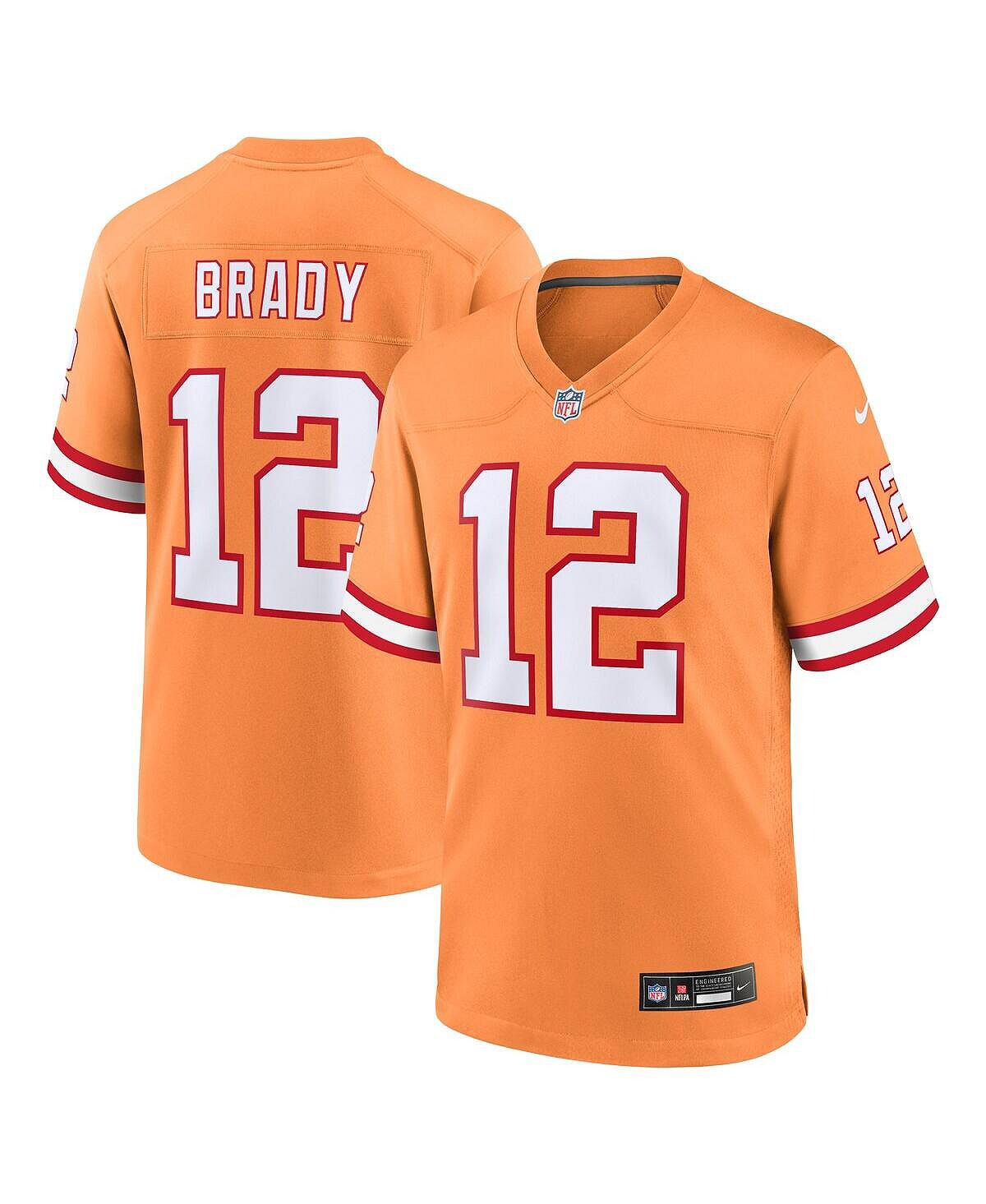 

Мужская футболка Tom Brady Orange Tampa Bay Buccaneers Throwback Game Nike