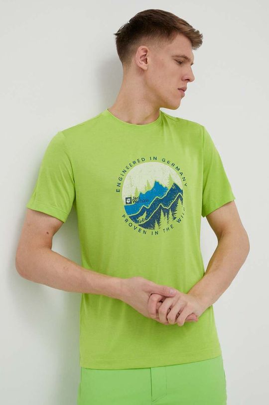 цена Спортивная футболка для походов Jack Wolfskin, зеленый