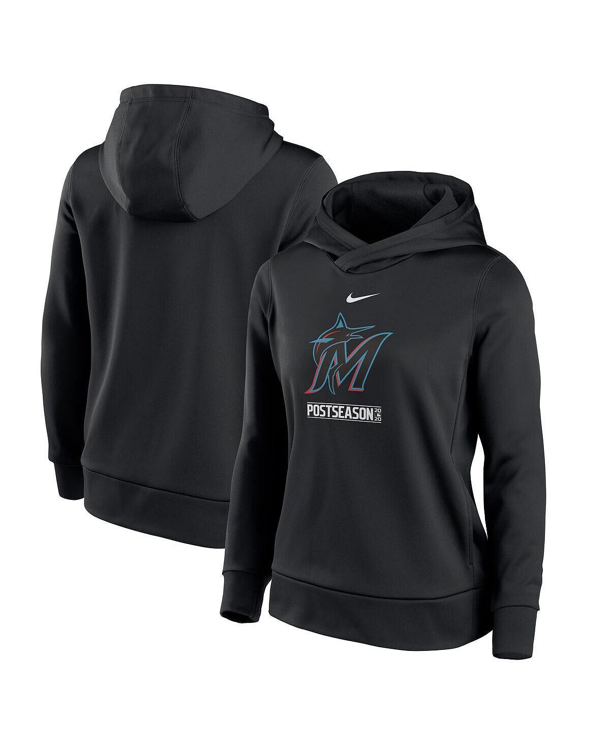 

Женский черный пуловер с капюшоном Miami Marlins 2020 Post Season Authentic Collection Nike, черный