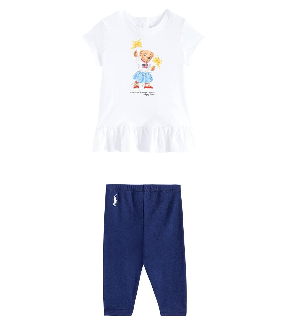 

Комплект из детской хлопковой футболки и штанов Polo Ralph Lauren Kids, цвет spring navy