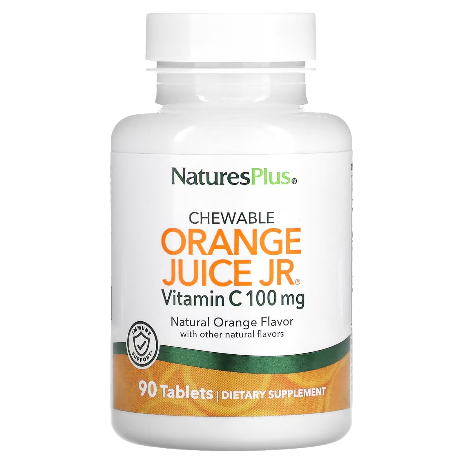 NaturesPlus Жевательный апельсиновый сок Jr с витамином С, натуральный апельсин, 100 мг, 90 таблеток