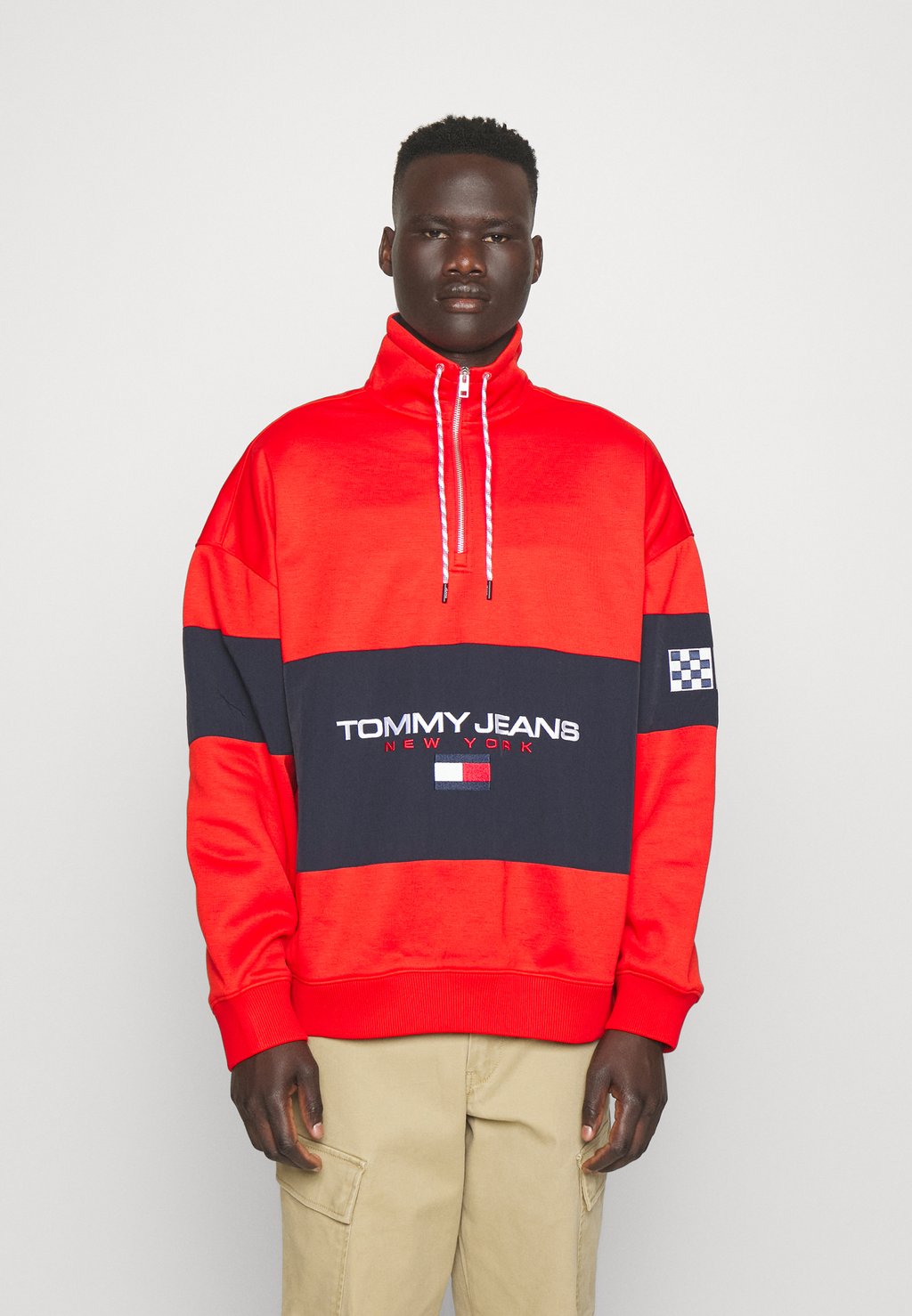 

Толстовка Tommy Jeans Mix Half Zip, темно-малиновый / мульти, Красный