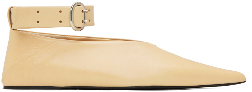 

Бежевые лоферы с пряжкой Jil Sander, Бежевый