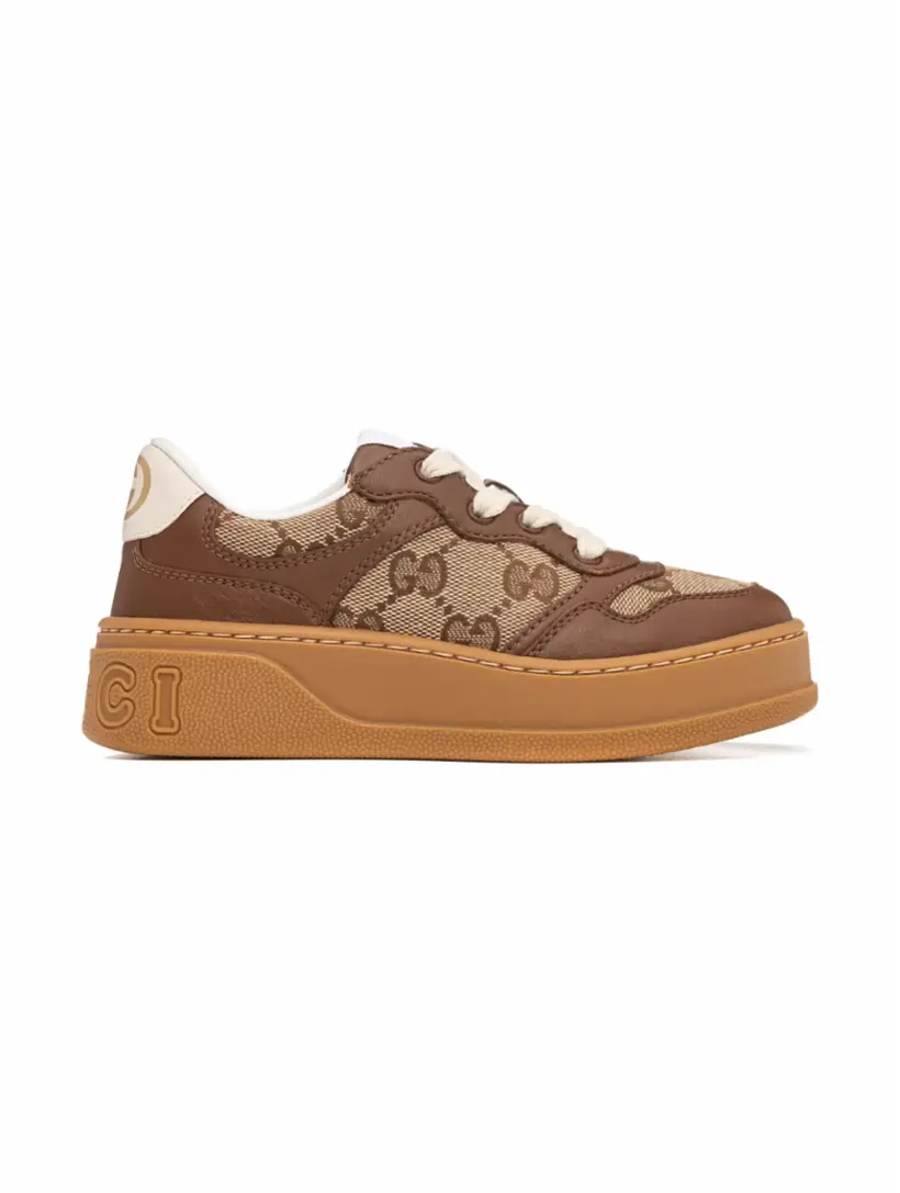 Комбинированные кроссовки GG Supreme Gucci, коричневый