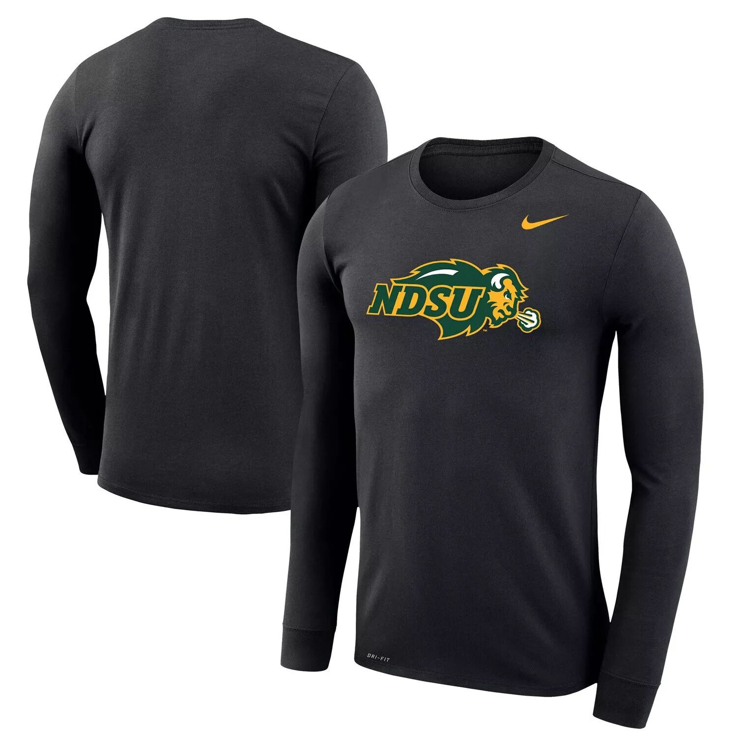 

Мужская черная футболка с длинным рукавом Nike NDSU Bison School Logo Legend Performance, Черный