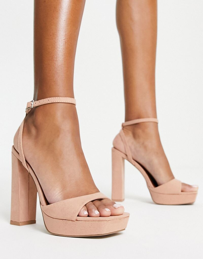 Бежевые босоножки на платформе ASOS DESIGN Noun на блочном каблуке