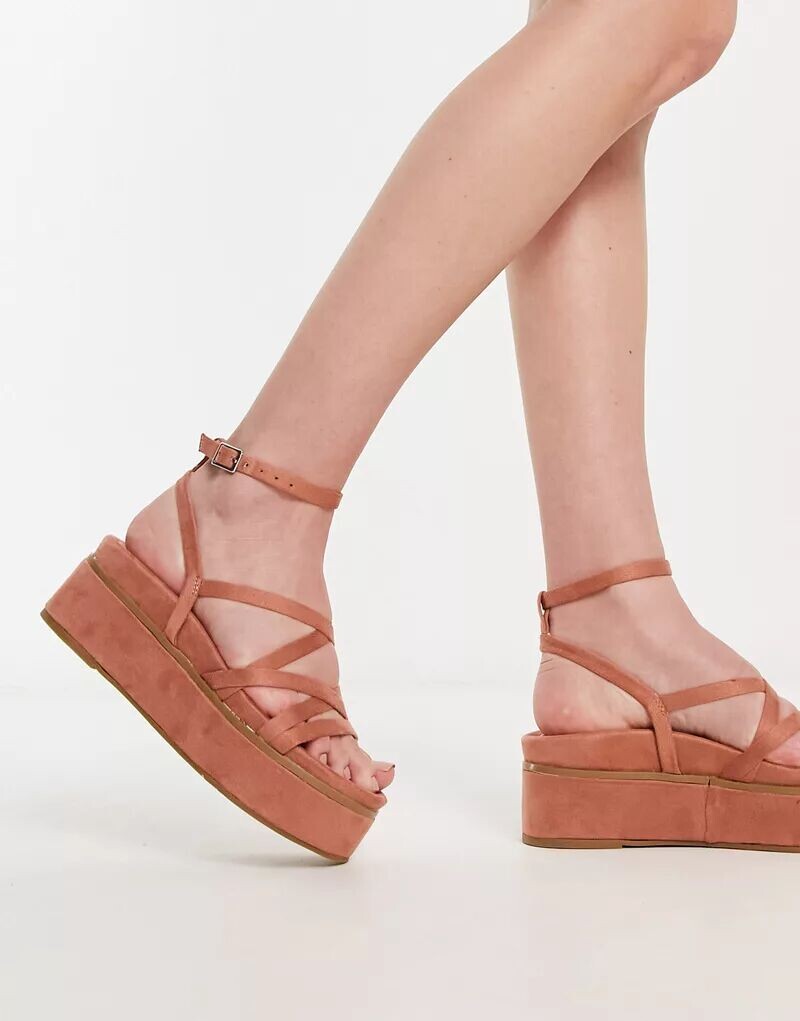 

Бежевые сандалии на плоской платформе с ремешками ASOS Taurus