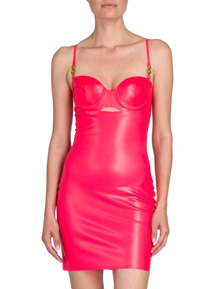

Облегающее мини-платье из латекса Versace, цвет Bright Magenta