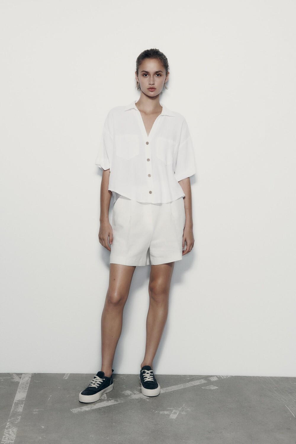 

Рубашка из льна Zara, белый
