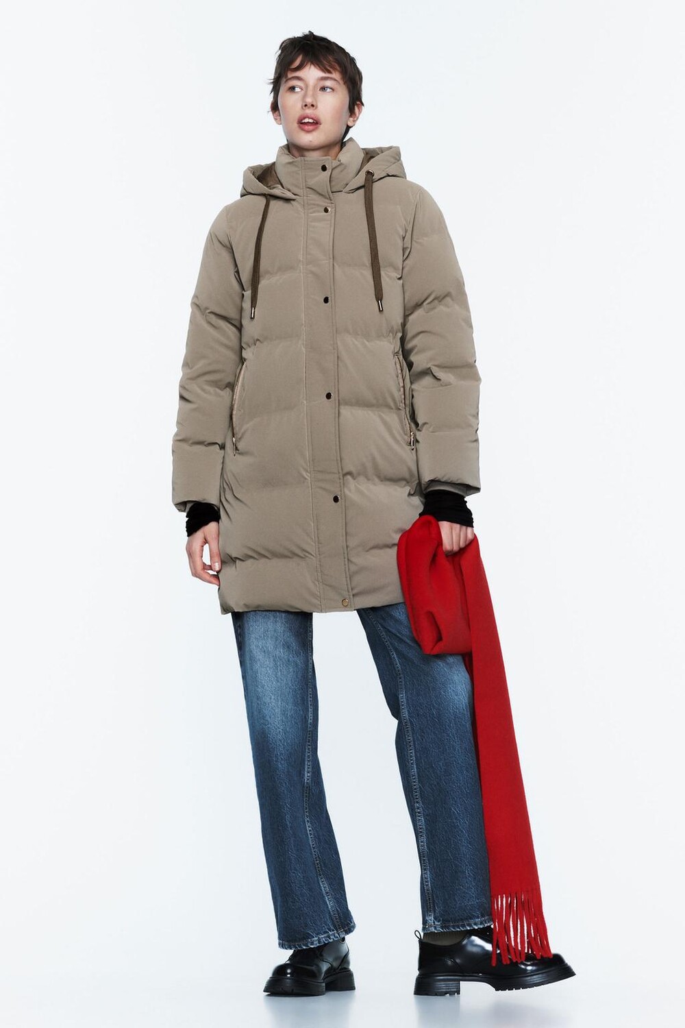 

Анорак с капюшоном и ветровой защитой ZARA, норка