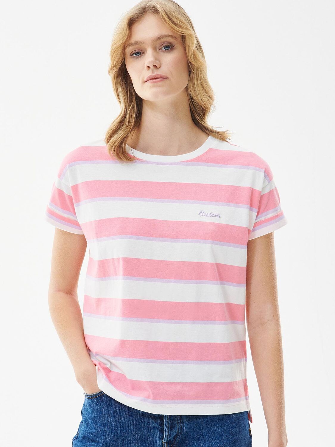 

Футболка с коротким рукавом Barbour Acanthus Stripe, розовая