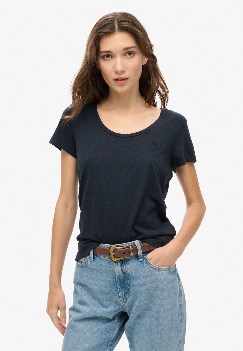 

Базовая футболка SCOOP NECK Superdry, синий