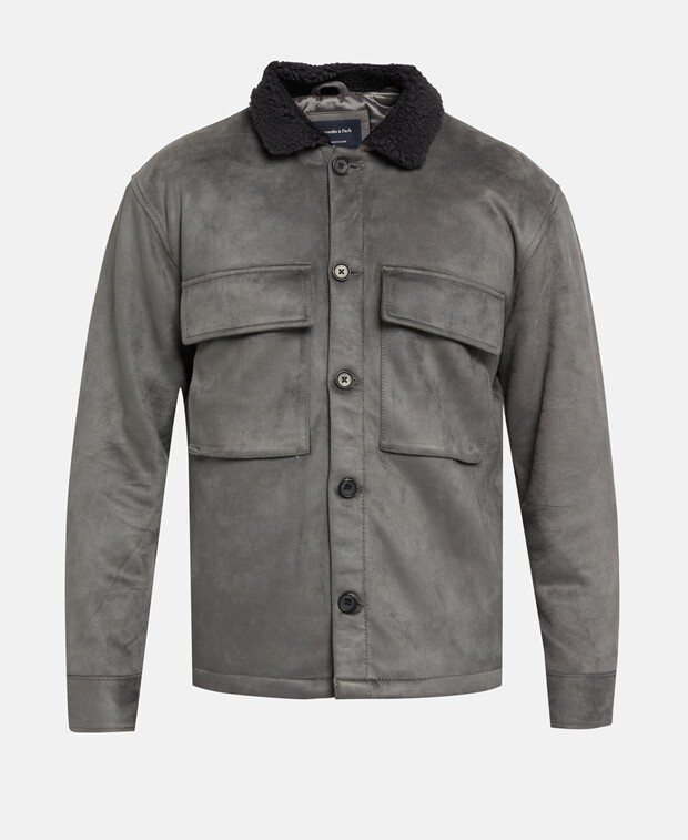 

Кожаная куртка Abercrombie & Fitch, серый