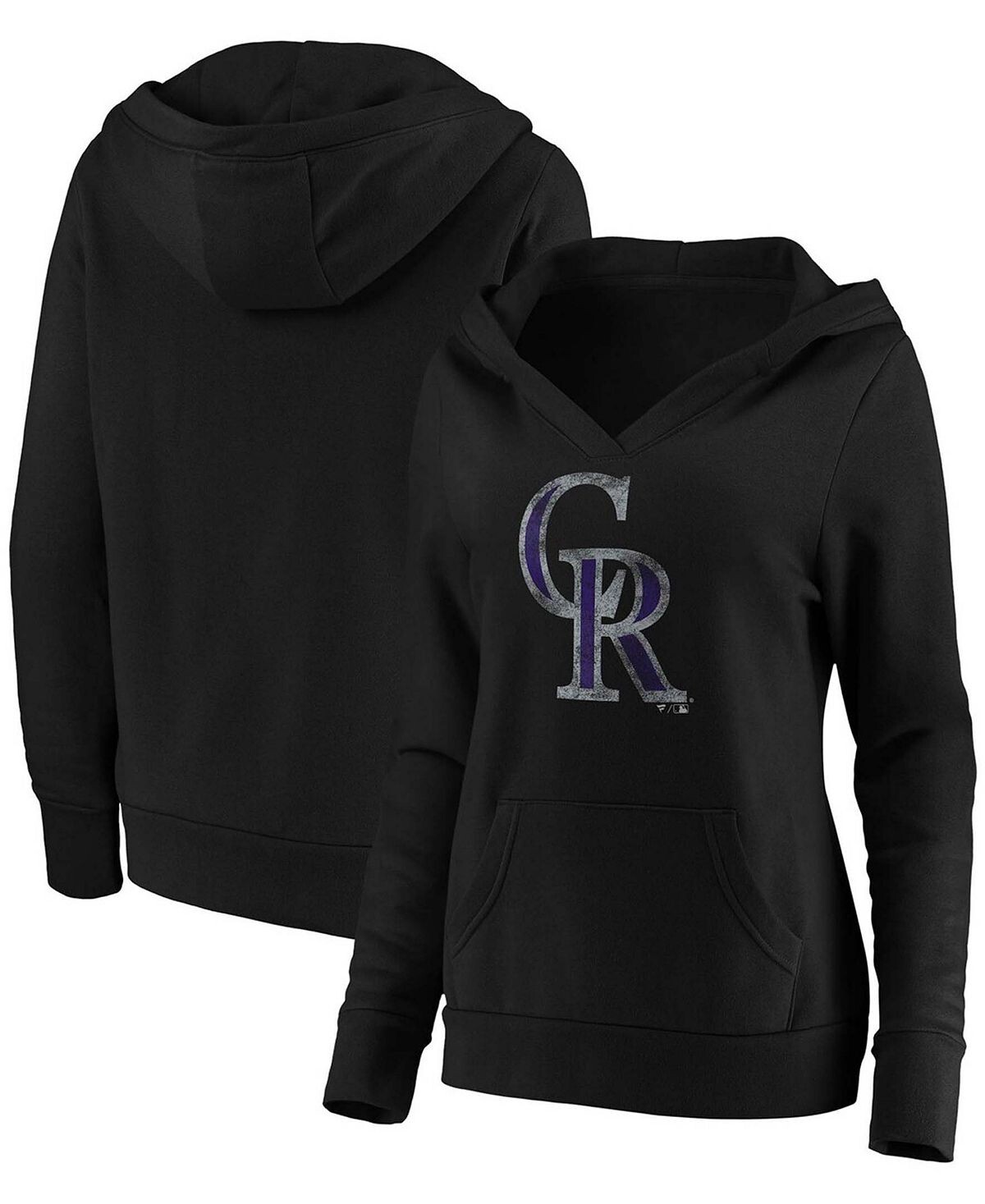 

Черный пуловер с капюшоном и треугольным вырезом размера плюс Colorado Rockies Core Team Fanatics, черный