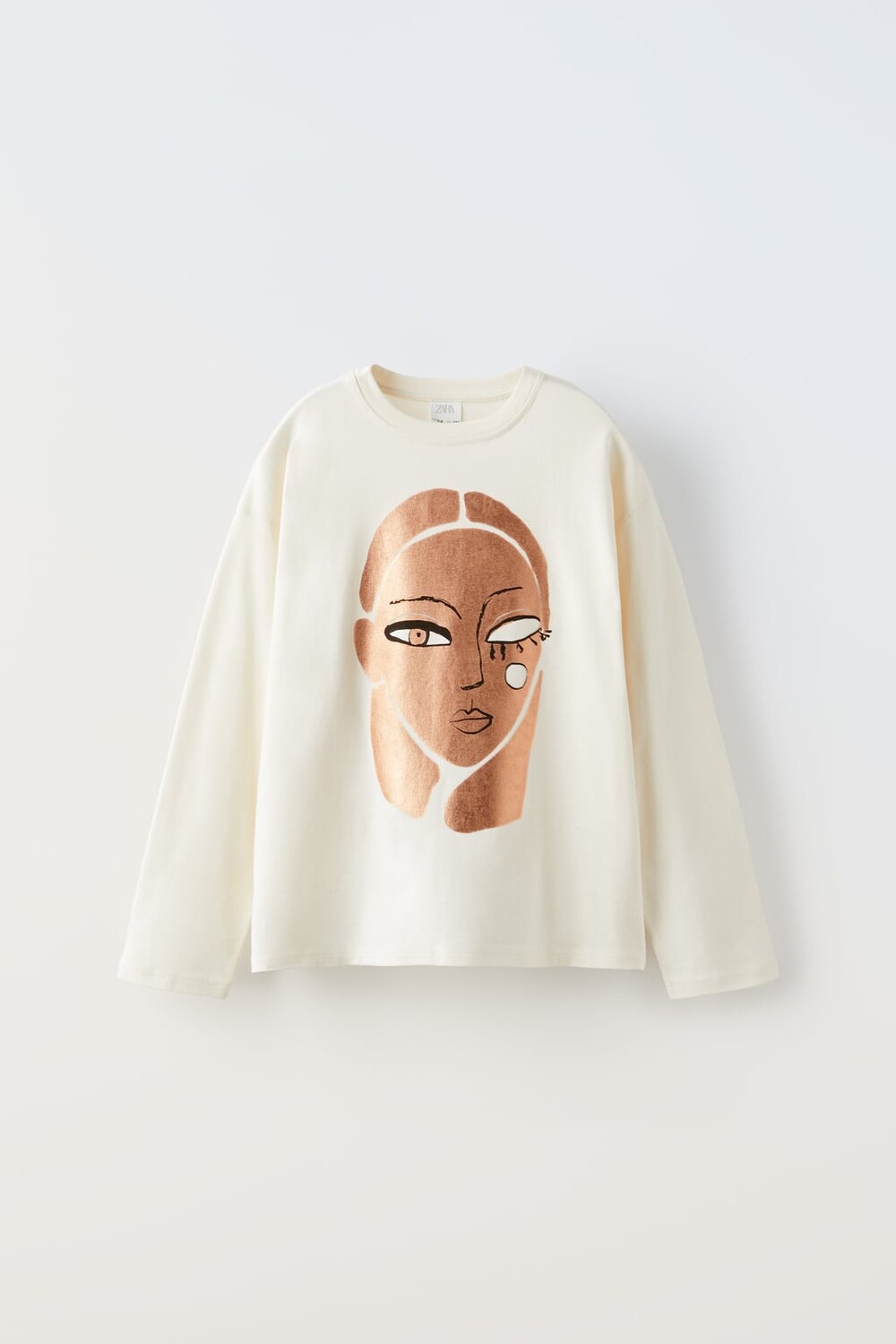 

Футболка для лица с стразами ZARA, экрю
